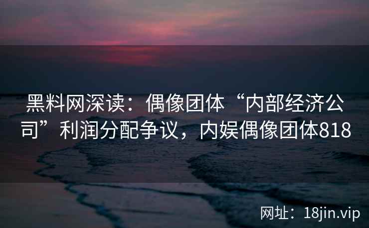 黑料网深读：偶像团体“内部经济公司”利润分配争议，内娱偶像团体818