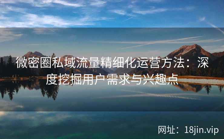 微密圈私域流量精细化运营方法：深度挖掘用户需求与兴趣点